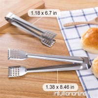 Stainless Steel Kitchen Tongs for Cooking Set of 2  Locking Metal Food Tongs for Bread  Barbecue - B07F95JGJY